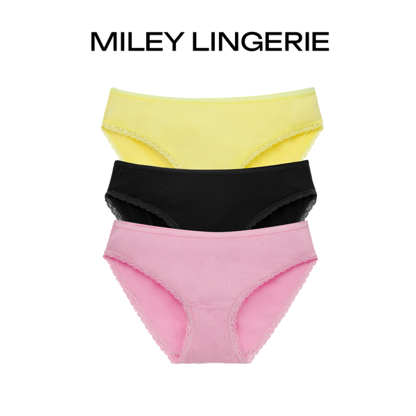 Combo 3 Quần Lót Modal Visco Phối Ren Basic- Miley Lingerie
