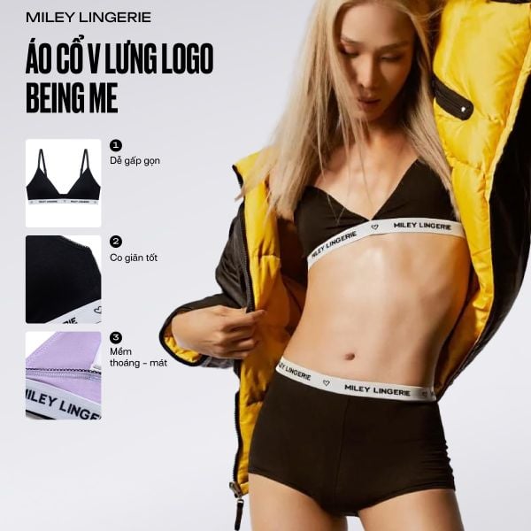 Áo Ngực Cổ V Vải Sợi Thiên Nhiên Lưng Logo Being Me Miley Lingerie