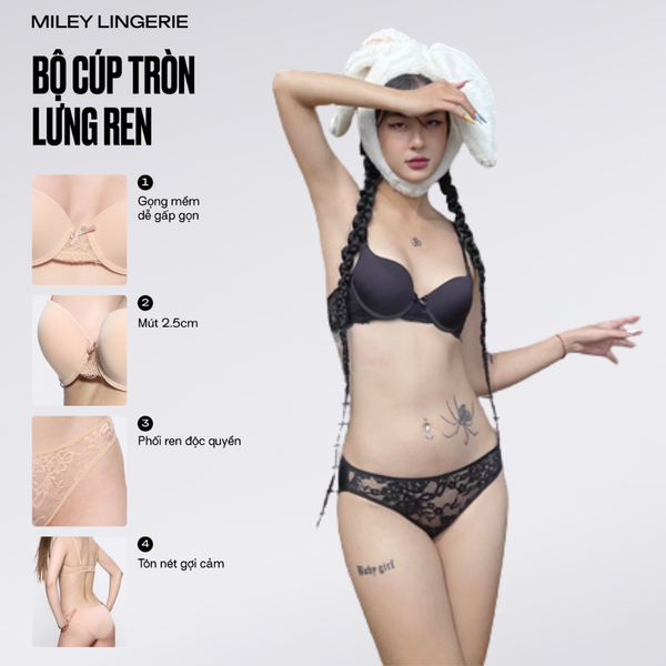 Bộ Đồ Lót Cúp Tròn Phối Ren Splendid Flower Miley Lingerie BRM01002_ FCM0104