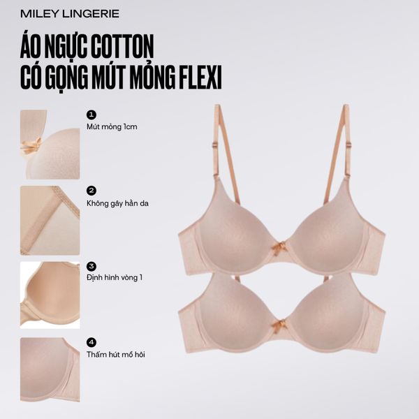 Combo 2 Áo Ngực Cotton Có Gọng Mút Mỏng Flexi Miley Lingerie BRC012