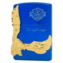 Bật lửa Zorro xanh sapphire ốp Đại bàng mạ vàng nổi 3D