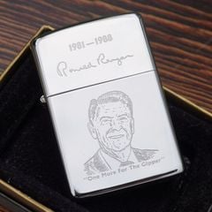 Hộp quẹt zippo la mã năm 1989 chủ đề tổng thống Ronald Reagan