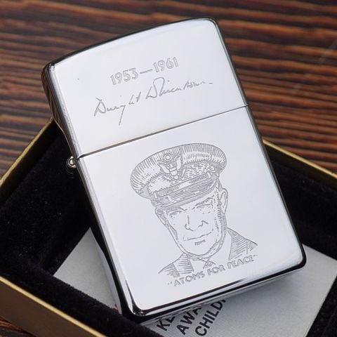 Hộp quẹt Zippo la mã 1989 chủ đề tổng thống Dwight D. Eisenhower