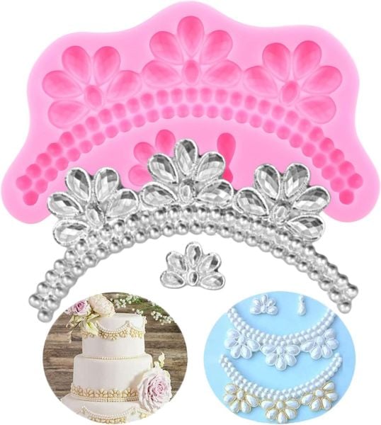 Khuôn silicon dây viền cài hoa dài 11,5cm ( TC471 )