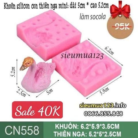 Khuôn silicon Thiên Nga 2 mảnh 5,2cm làm socola ( CN558 )