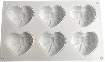 Khuôn silicon làm bánh mousse 6 trái tim nơ 7,5cm ( SM1975 ) CÒN NHIỀU