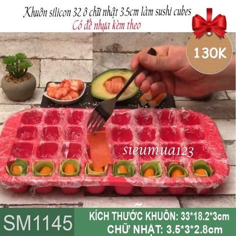 Khuôn silicon 32 ô chữ nhật 3,5cm làm sushi cubes ( SM1145 )