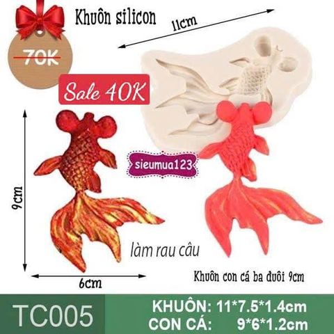 Khuôn silicon Con Cá Ba Đuôi 9cm ( TC005 )