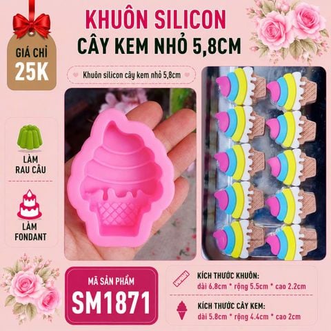 Khuôn silicon cây kem nhỏ 5,8cm ( SM1871 ) mẫu 2024
