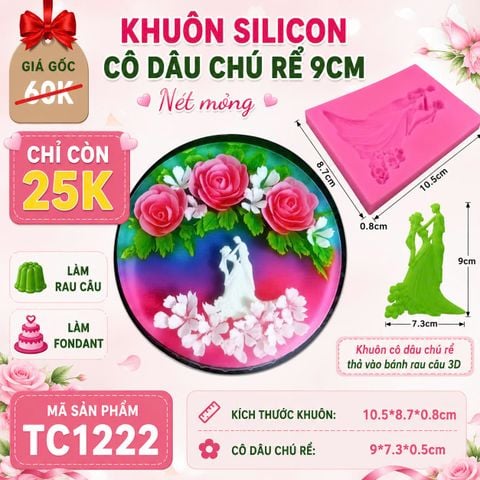 Khuôn silicon cô dâu chú rể 9cm nét mỏng ( TC1222 )