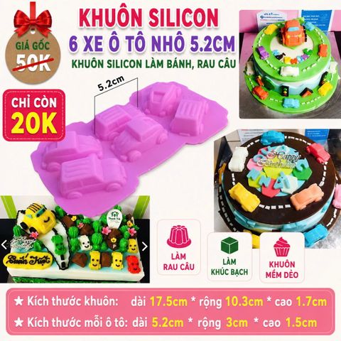Khuôn silicon 6 xe hơi nhỏ 5,2cm ( TC408 ) SALE OFF