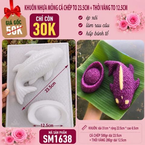 Khuôn nhựa mỏng con cá chép 23,5cm và thỏi vàng 13.5cm làm rau câu , bánh tổ ( SM1638 )