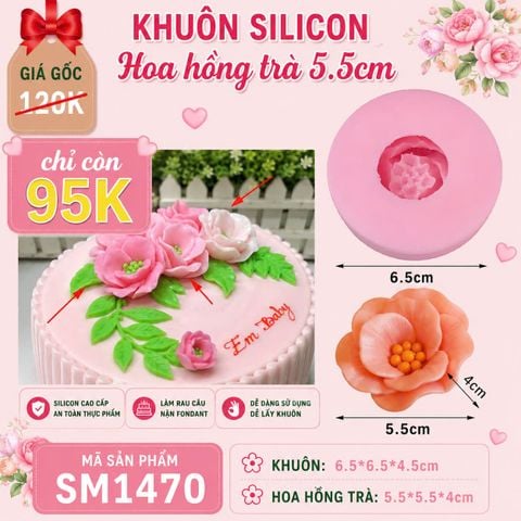 Khuôn silicon hoa hồng trà 5,5cm làm rau câu ( SM1470 )
