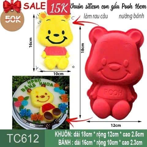 Khuôn silicon con gấu Pooh 16cm ( TC612 )