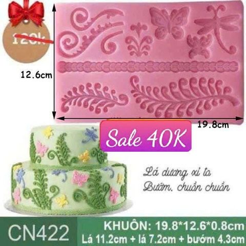 Khuôn silicon ốp viền lá dương xỉ và con bướm ( CN422 )