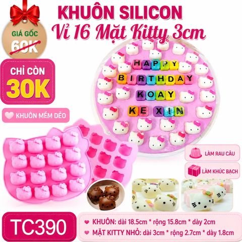 Khuôn silicon 16 mặt Kitty nhỏ 3cm ( TC390 )