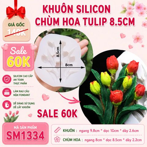 Khuôn silicon chùm hoa Tulip 8,5cm ( SM1334 )
