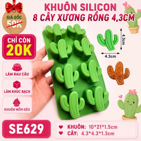 Khuôn silicon 8 cây xương rồng 4,3cm ( SE629 ) SALE OFF
