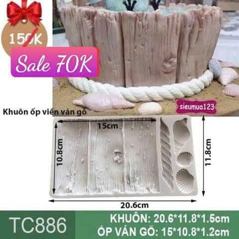 Khuôn silicon ốp viền ván gỗ dây thừng sò biển 15cm ( TC886 )