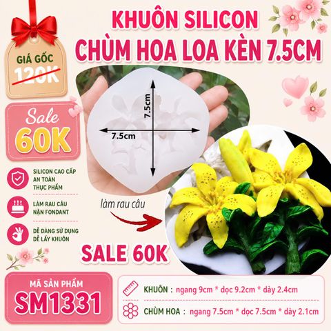 Khuôn silicon chùm hoa loa kèn Lys 7,5cm ( SM1331 )