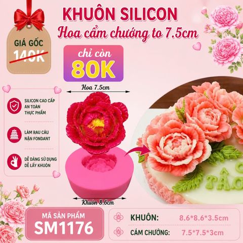 Khuôn rau câu silicon hoa cẩm chướng Thái 7,5cm ( SM1176 )