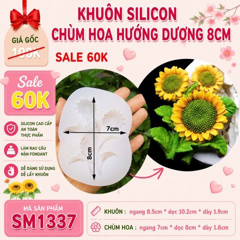 Khuôn silicon chùm hoa hướng dương 8cm ( SM1337 )