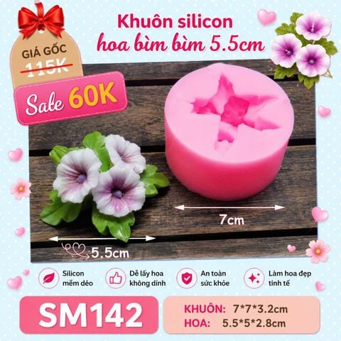 Khuôn silicon chùm hoa bìm bìm 5,5cm ( SM142 )