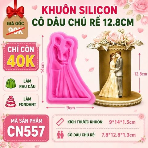 Khuôn silicon cô dâu chú rể 12,8cm ( CN557 ) nét dày