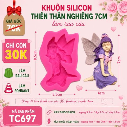 Khuôn silicon cô gái thiên thần nhỏ angel ngồi nghiêng 7cm ( TC697 )
