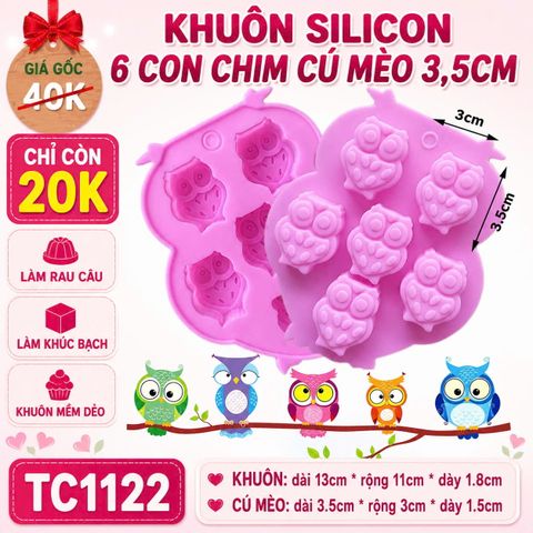 Khuôn silicon 6 con chim cú mèo 3,5cm ( TC1122 ) SALE OFF