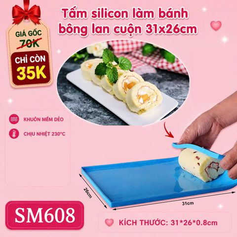 Tấm silicon làm bánh bông lan cuộn 31cm*26cm ( SM608 )