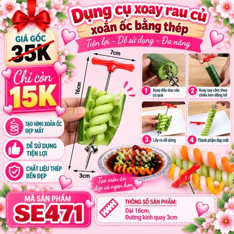 Dụng cụ xoay rau củ tạo hình xoắn ốc bằng thép ( SE471 )