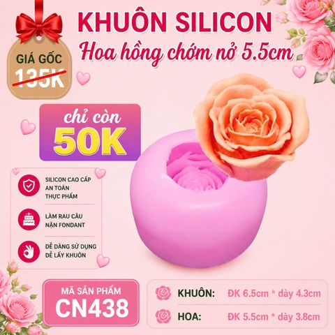 Khuôn silicon hoa hồng chớm nở 5,5cm ( CN438 )