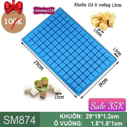 Khuôn silicon chip chip 126 ô vuông 1,5cm ( SM874 )