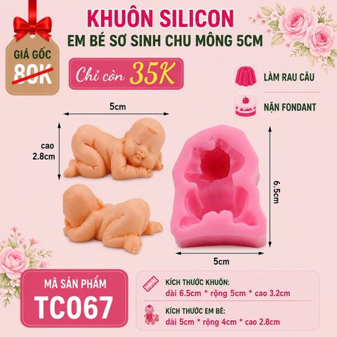 Khuôn silicon em bé baby chu mông 5cm ( TC067 )