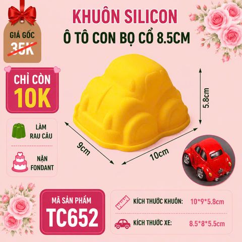 Khuôn silicon nướng bánh : Khuôn xe hơi ô tô con bọ cổ 8,5cm ( TC652 )
