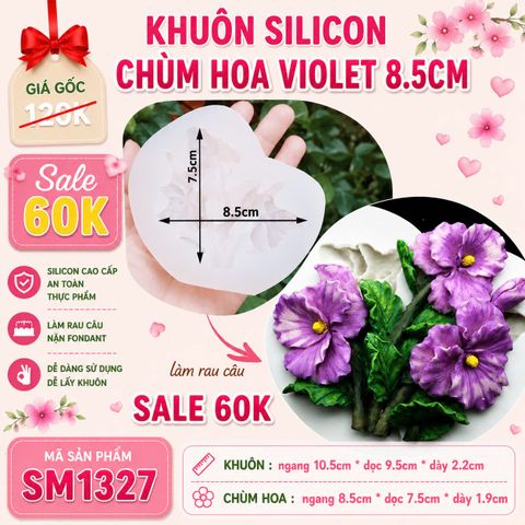 Khuôn silicon chùm hoa Violet 8.5cm ( SM1327 )