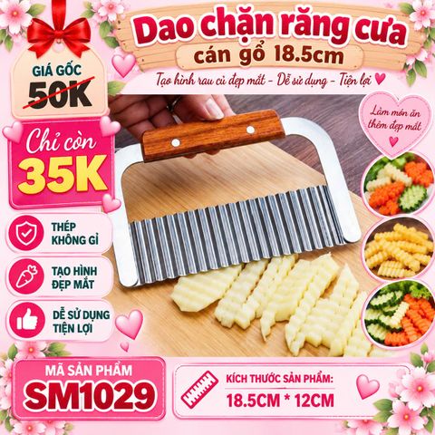Dao chận lỡ rau củ răng cưa cán gỗ ( SM1029 )