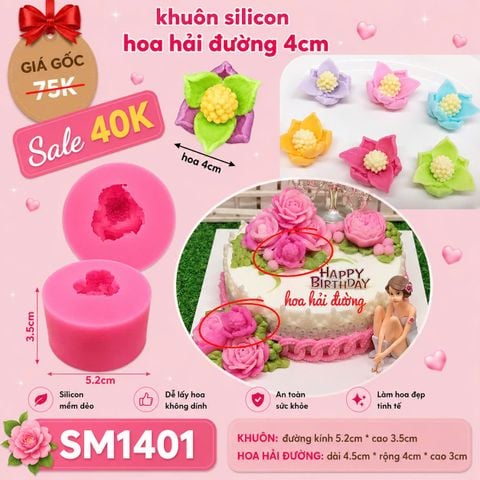 Khuôn silicon làm rau câu hoa hải đường 4,5cm ( SM1401 )