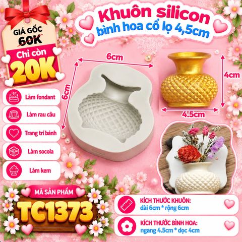 Khuôn silicon bình hoa cổ lọ 4,5cm ( TC1373 )