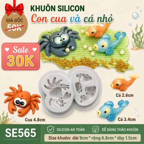 Khuôn silicon con cua và con cá nhỏ ( SE565 )