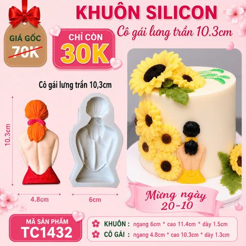 Khuôn silicon cô gái 10,3cm lưng trần ( TC1432 )