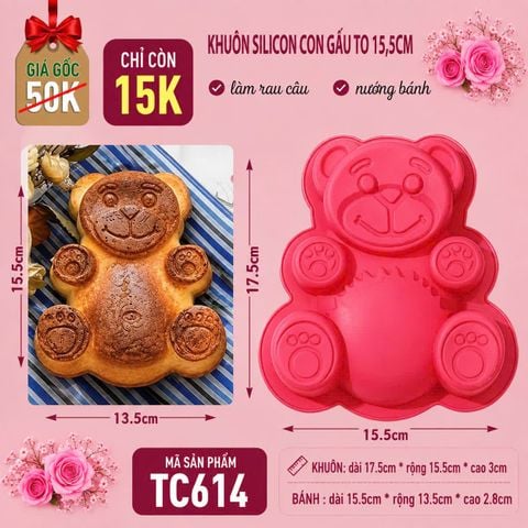 Khuôn silicon con gấu to 15,5cm ( TC614 )