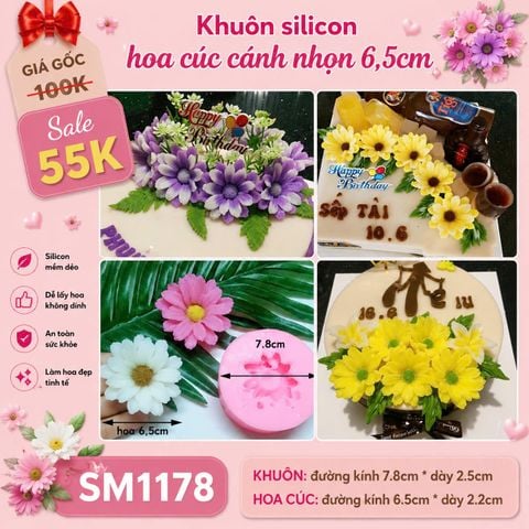 Khuôn silicon hoa cúc vàng 6,5cm ( SM1178 )