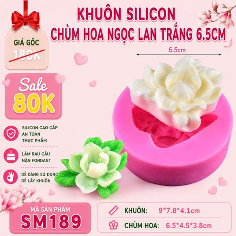 Khuôn silicon chùm hoa ngọc lan trắng 6,5cm ( SM189 )