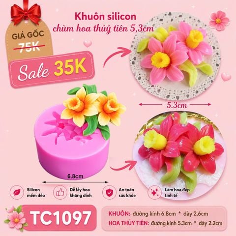 Khuôn silicon chùm hoa thủy tiên 5,3cm ( TC1097 )