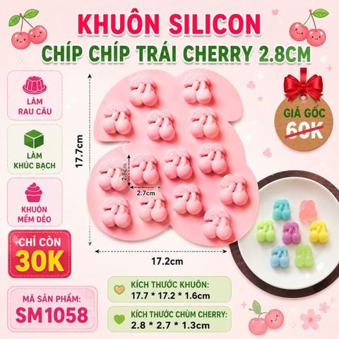 Khuôn silicon chip chip trái cherry 2,8cm ( SM1058 )