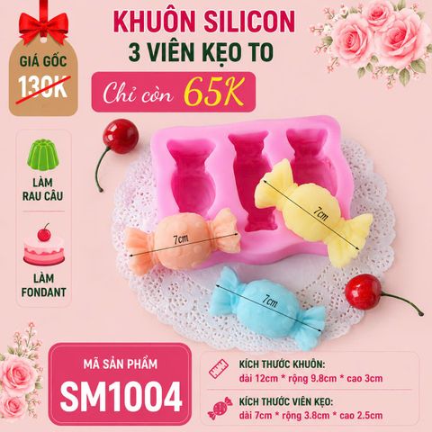 Khuôn silicon 3 viên kẹo to 7cm ( SM1004 )