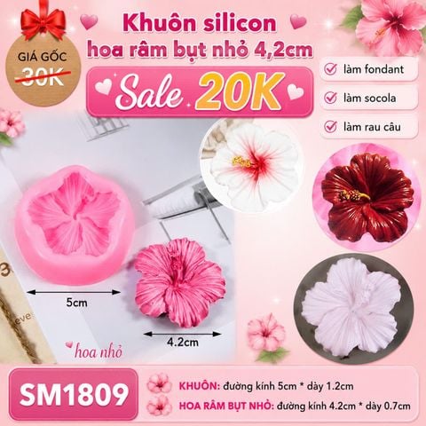 Khuôn silicon hoa râm bụt nhỏ 4,2cm ( SM1809 ) mẫu 2024