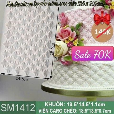 Khuôn silicon ốp viền bánh caro chéo 18,5cm ( SM1412 )